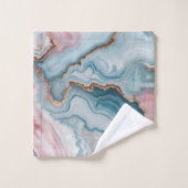 Light Blue Pink Gold Agate Marble Modernes Design Badhandtuch Set (Waschlappen)