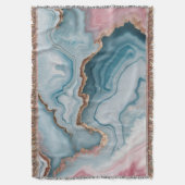 Light Blue Pink Gold Agate Marble Modernes Design Decke (Vorderseite Vertikal)