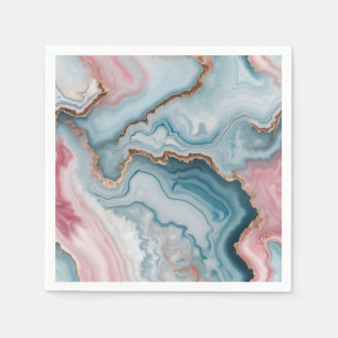 Light Blue Pink Gold Agate Marble Modernes Design Serviette