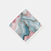 Light Blue Pink Gold Agate Marble Modernes Design Serviette (Ecke)