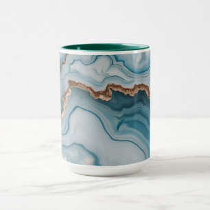 Light Blue Pink Gold Agate Marble Modernes Design Tasse
