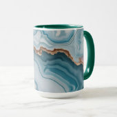 Light Blue Pink Gold Agate Marble Modernes Design Tasse (VorderseiteRechts)