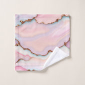 Light Blue Pink Marble Agate Modern Collection Badhandtuch Set (Waschlappen)