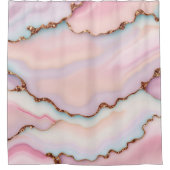 Light Blue Pink Marble Agate Modern Collection Duschvorhang (Vorderseite)