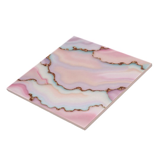 Light Blue Pink Marble Agate Modern Collection Fliese (Seite)