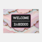 Light Blue Pink Marble Agate Modern Collection Fußmatte (Vorderseite)