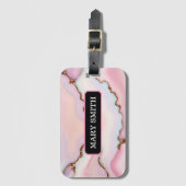 Light Blue Pink Marble Agate Modern Collection Gepäckanhänger (Vorderseite Vertikal)