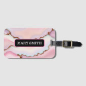 Light Blue Pink Marble Agate Modern Collection Gepäckanhänger (Vorderseite (Horizontal))