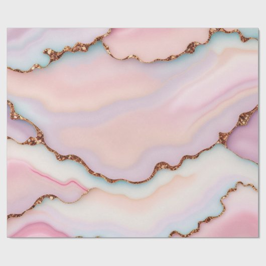 Light Blue Pink Marble Agate Modern Collection Geschenkpapier (Flach)