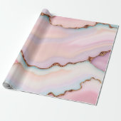 Light Blue Pink Marble Agate Modern Collection Geschenkpapier (Ungerollt)