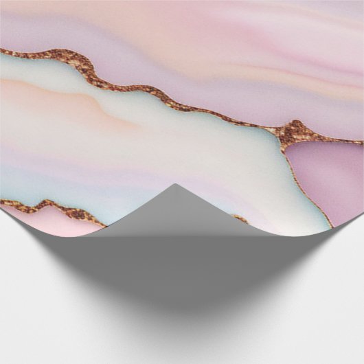Light Blue Pink Marble Agate Modern Collection Geschenkpapier (Ecke)