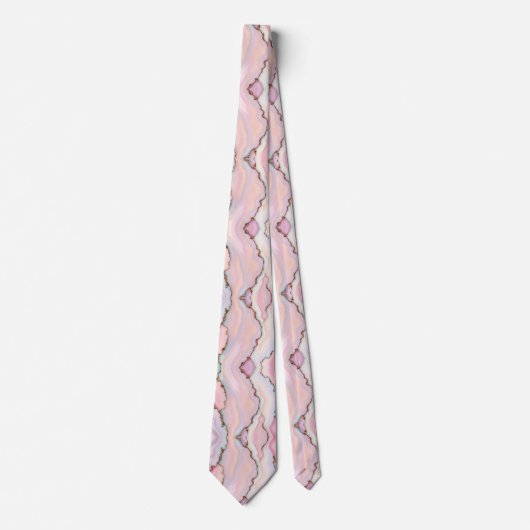 Light Blue Pink Marble Agate Modern Collection Krawatte (Vorderseite)