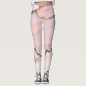 Light Blue Pink Marble Agate Modern Collection Leggings (Vorderseite)