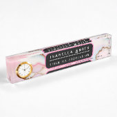 Light Blue Pink Marble Agate Modern Collection Namensplakette