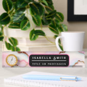 Light Blue Pink Marble Agate Modern Collection Namensplakette