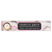 Light Blue Pink Marble Agate Modern Collection Namensplakette (Vorderseite)