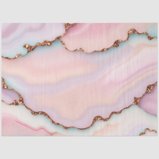 Light Blue Pink Marble Agate Modern Collection Seidenpapier (Vorderseite)