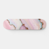 Light Blue Pink Marble Agate Modern Collection Skateboard (Horizontal)