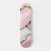 Light Blue Pink Marble Agate Modern Collection Skateboard (Vorne)