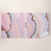 Light Blue Pink Marble Agate Modern Collection Strandtuch (Vorderseite)