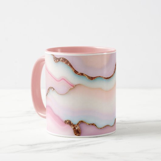 Light Blue Pink Marble Agate Modern Collection Tasse (Vorderseite Links)