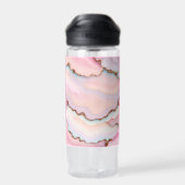 Light Blue Pink Marble Agate Modern Collection Trinkflasche (Rückseite)