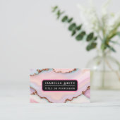 Light Blue Pink Marble Agate Modern Collection Visitenkarte (Stehend Vorderseite)