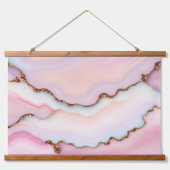Light Blue Pink Marble Agate Modern Collection Wandteppich Mit Holzrahmen (Vorne)
