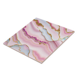 Light Blue Pink Marble Agate Trendy Collection Fliese