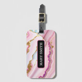 Light Blue Pink Marble Agate Trendy Collection Gepäckanhänger (Vorderseite Vertikal)