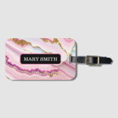 Light Blue Pink Marble Agate Trendy Collection Gepäckanhänger (Vorderseite (Horizontal))