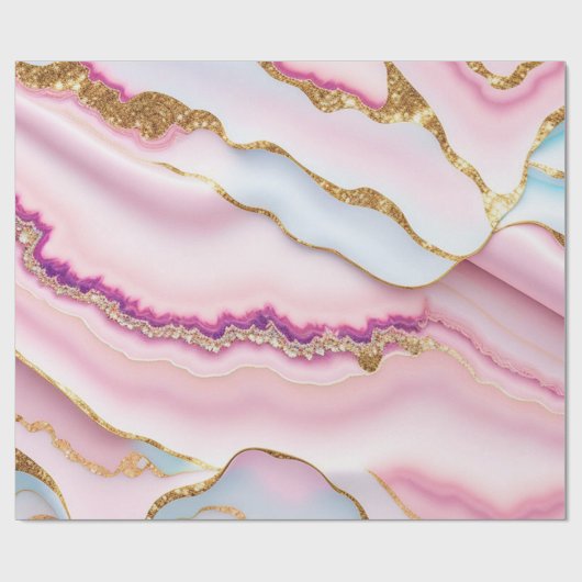 Light Blue Pink Marble Agate Trendy Collection Geschenkpapier (Flach)
