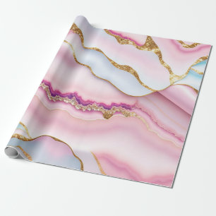 Light Blue Pink Marble Agate Trendy Collection Geschenkpapier