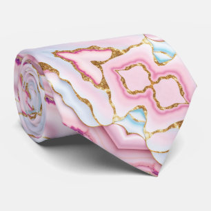 Light Blue Pink Marble Agate Trendy Collection Krawatte