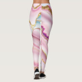 Light Blue Pink Marble Agate Trendy Collection Leggings (Rückseite)