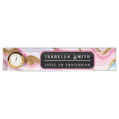 Light Blue Pink Marble Agate Trendy Collection Namensplakette (Vorderseite)