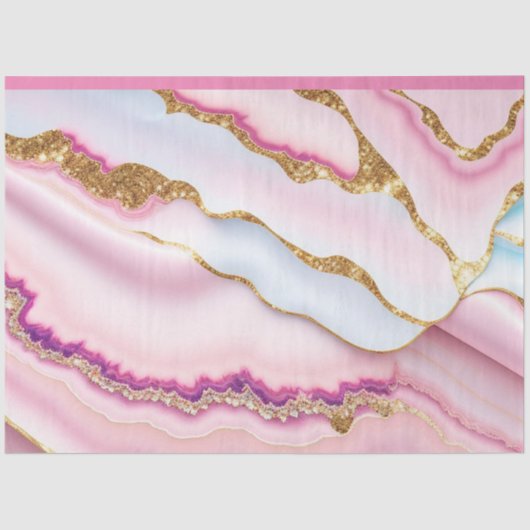Light Blue Pink Marble Agate Trendy Collection Seidenpapier (Vorderseite)