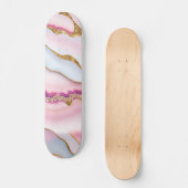 Light Blue Pink Marble Agate Trendy Collection Skateboard (Vorderseite)