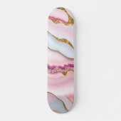 Light Blue Pink Marble Agate Trendy Collection Skateboard (Vorne)