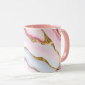 Light Blue Pink Marble Agate Trendy Collection Tasse (VorderseiteRechts)