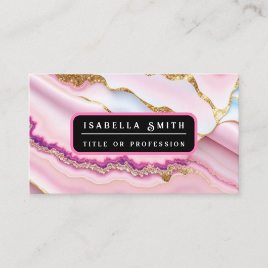 Light Blue Pink Marble Agate Trendy Collection Visitenkarte (Vorderseite)