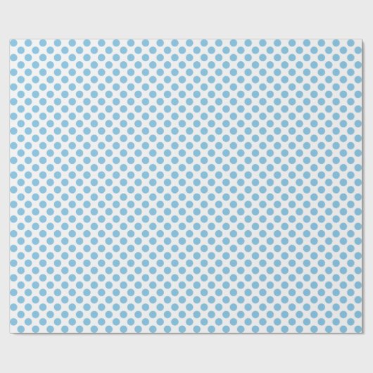 Light Blue Polka Dot auf Weißpapier Geschenkpapier (Flach)