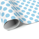 Light Blue Polka Dot auf Weißpapier Geschenkpapier (Rolleneckpunkt)