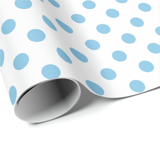 Light Blue Polka Dot auf White Medium Space Geschenkpapier (Rolleneckpunkt)