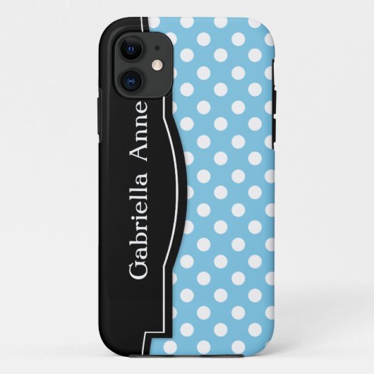Light Blue Polka Dot Black Frame iPhone 5 Gehäuse Case-Mate iPhone Hülle (Rückseite)