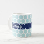 Light Blue Polka Dot Pattern Blue Banner Kaffeetasse (Vorderseite Links)