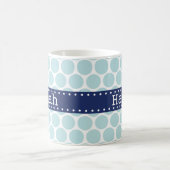 Light Blue Polka Dot Pattern Blue Banner Kaffeetasse (Mittel)