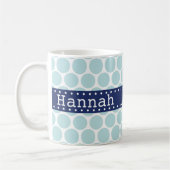 Light Blue Polka Dot Pattern Blue Banner Kaffeetasse (Links)