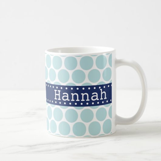 Light Blue Polka Dot Pattern Blue Banner Kaffeetasse (Rechts)