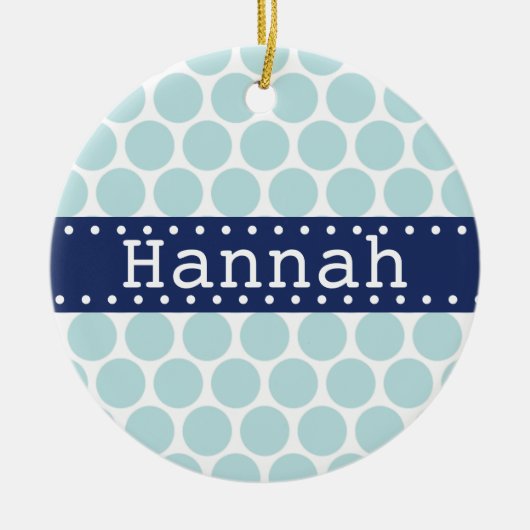 Light Blue Polka Dot Pattern Blue Banner Keramikornament (Vorne)